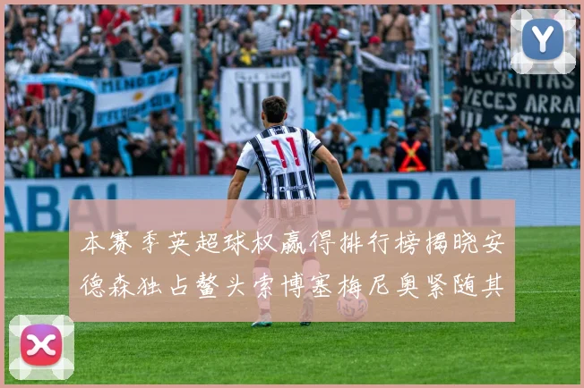 本赛季英超球权赢得排行榜揭晓安德森独占鳌头索博塞梅尼奥紧随其后